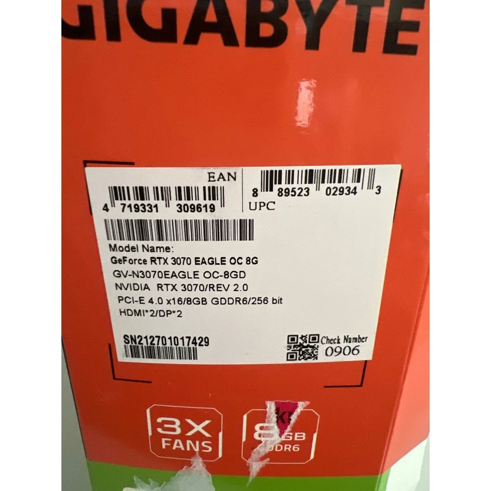 Gigabyte GeForce RTX 3070 Eagle OC 8G Rev 2.0LHRGraphic MM GV-N3070EAGLE OC-8GD